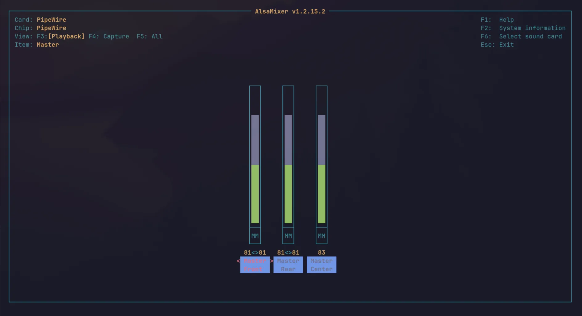 ALSA mixer in action
