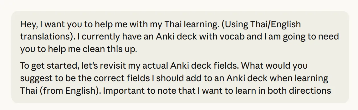 Asking about the structure of the Anki card
