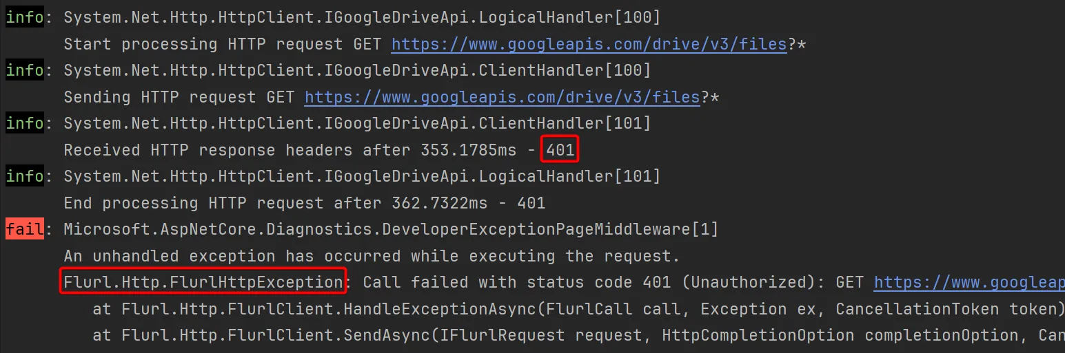 API call with an expired access token