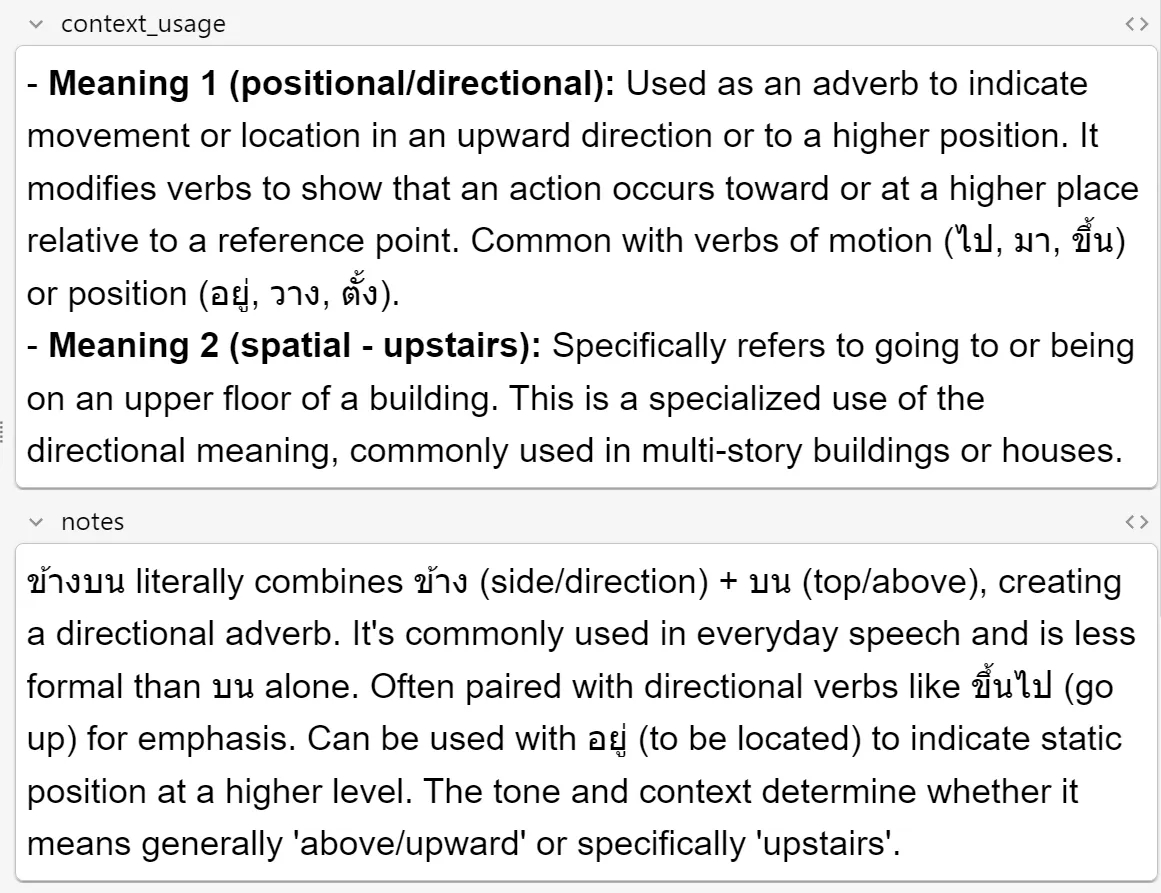 Context and Usage, and Notes