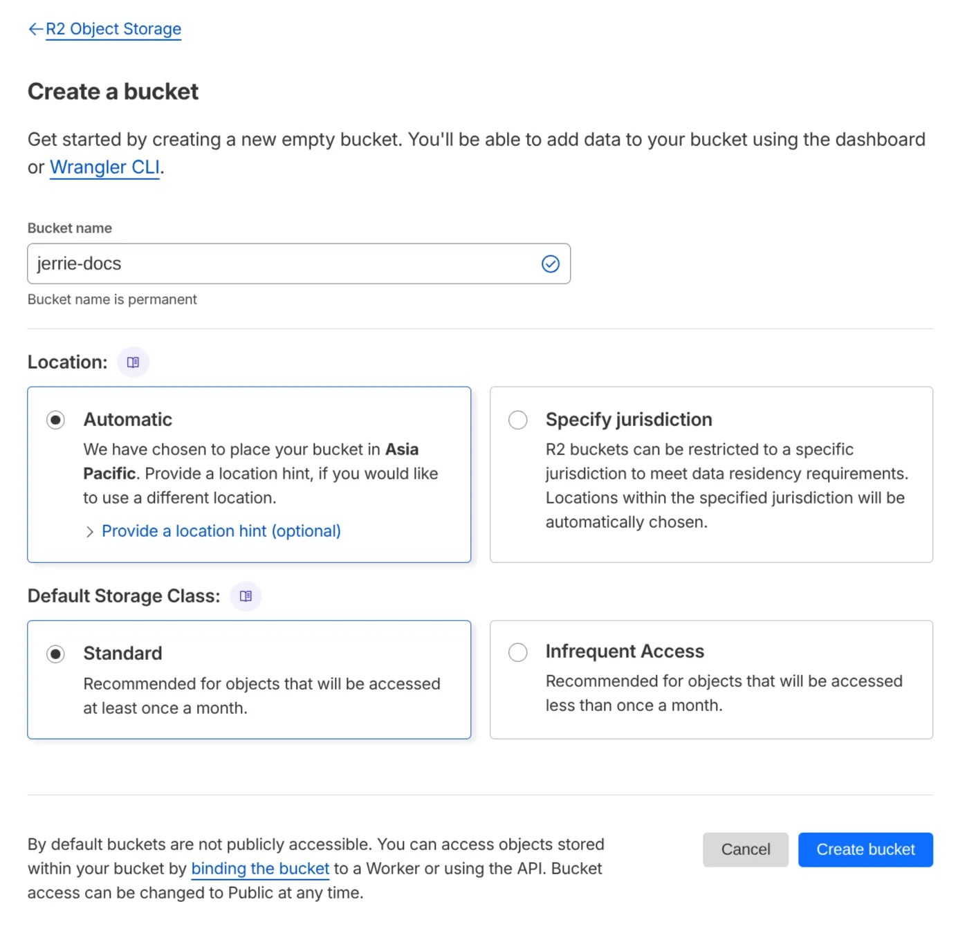 Create an R2 bucket for storing files