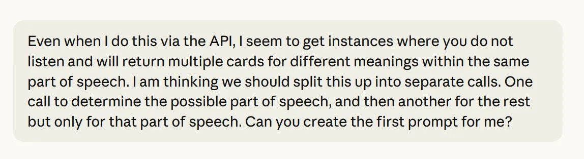 Asking Claude about creating two separate prompts