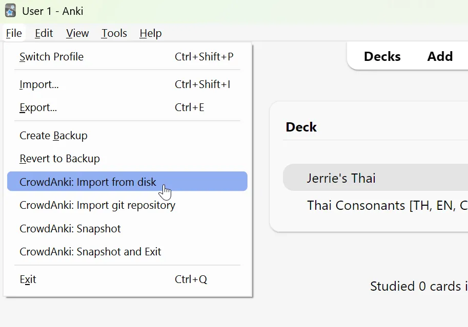 The CrownAnki import option