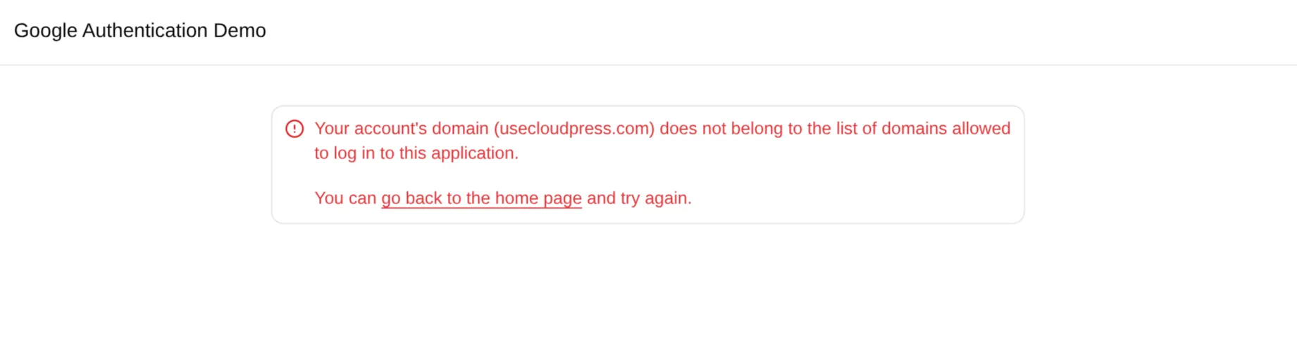 Error when logging in with non-allowed domain