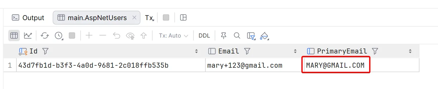 The primary email is saved correctly to the database