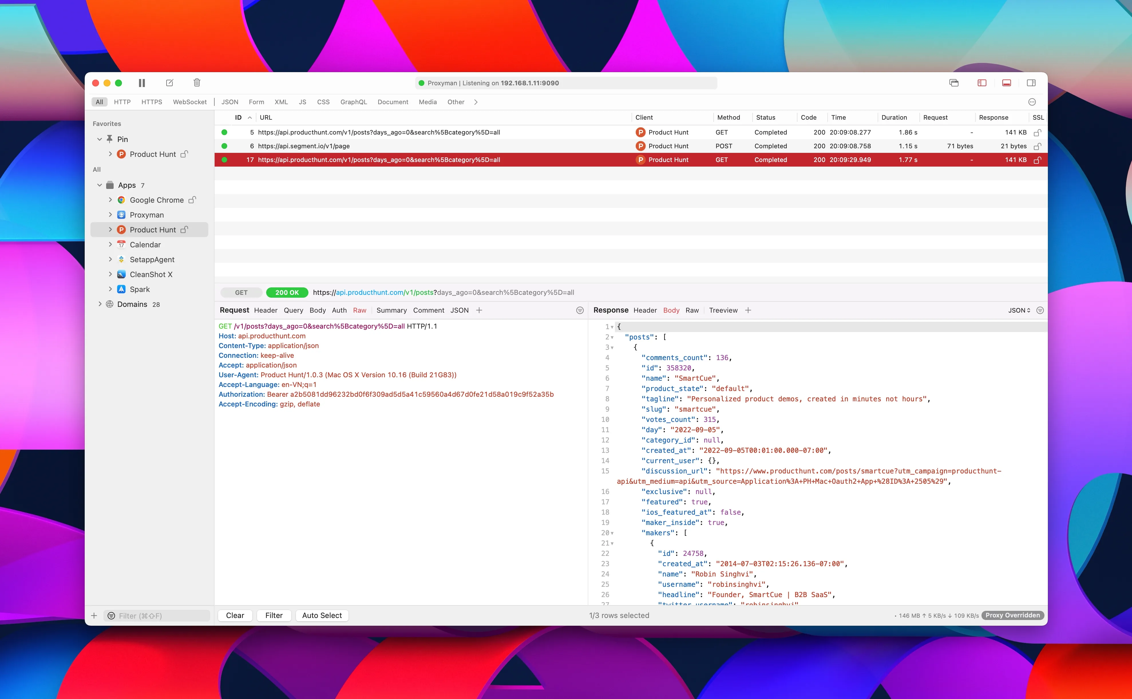 A screenshot of Proxyman in action