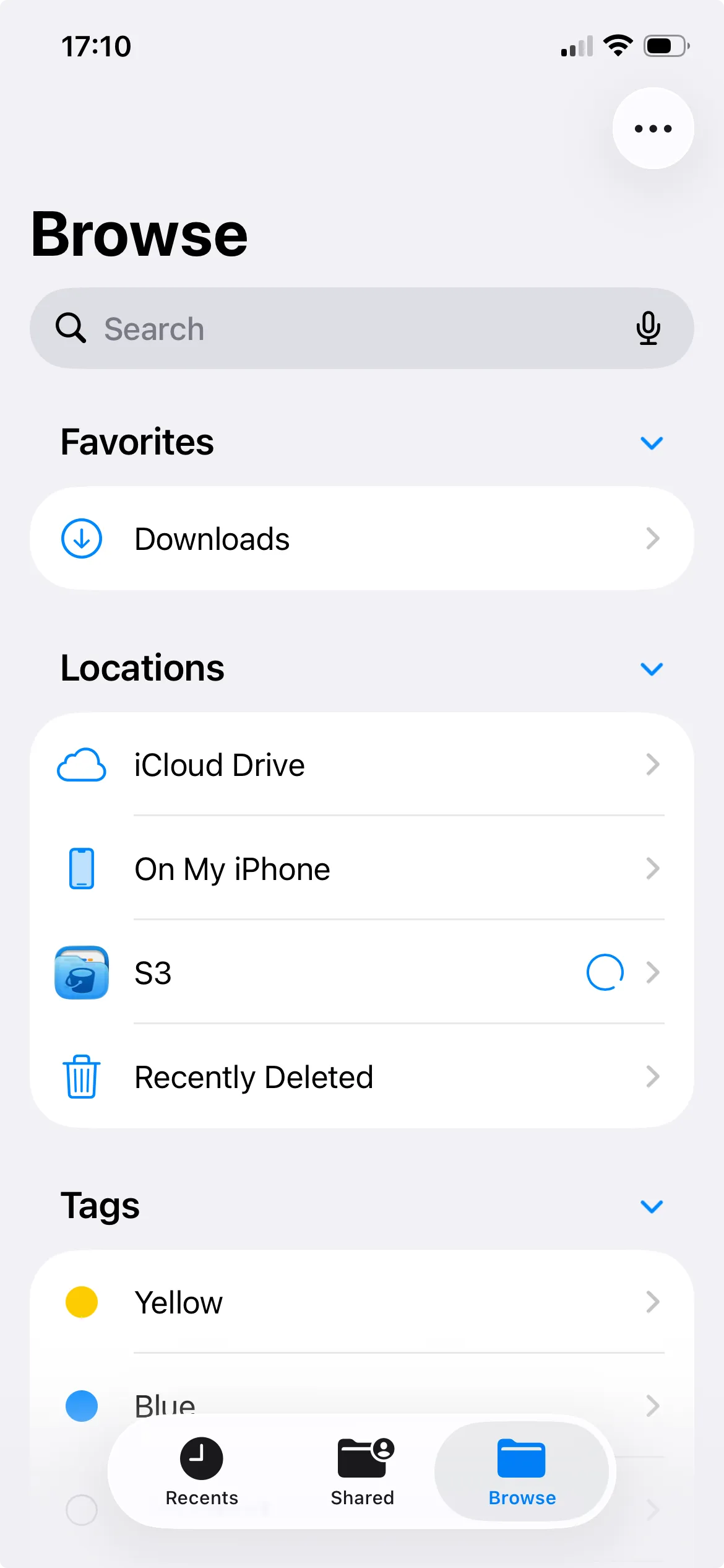 The S3 (R2) location in the File app