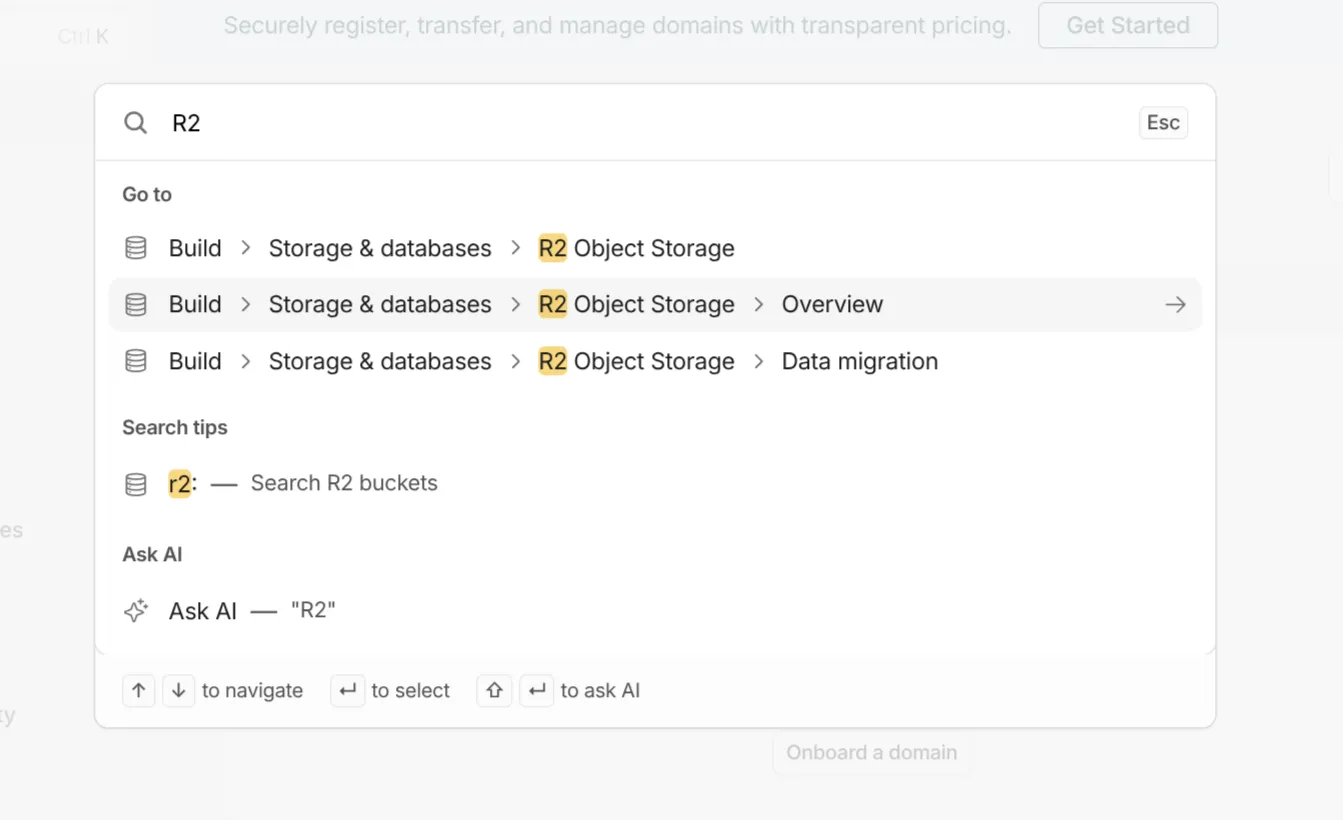 Search for R2 Storage in the Cloudflare dashboard