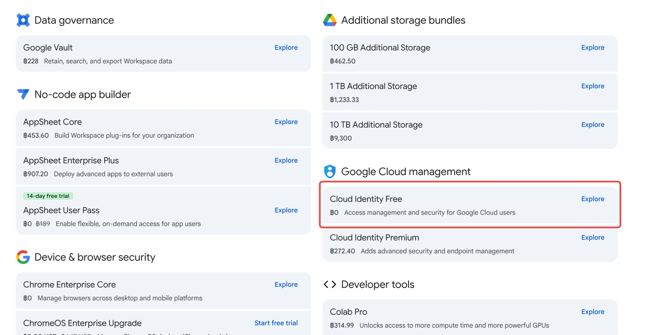 Select Cloud Identity Free from upgrade options