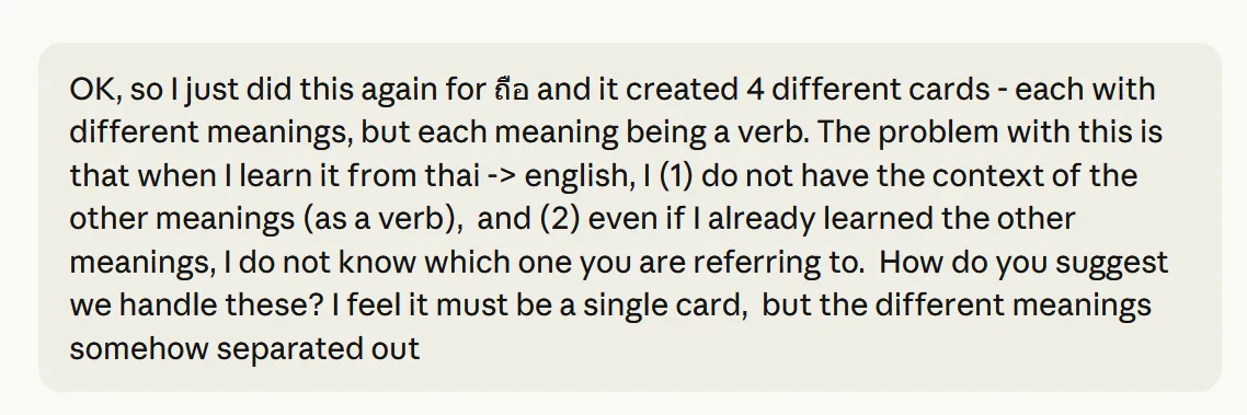 Claude erroneously splitting different meanings