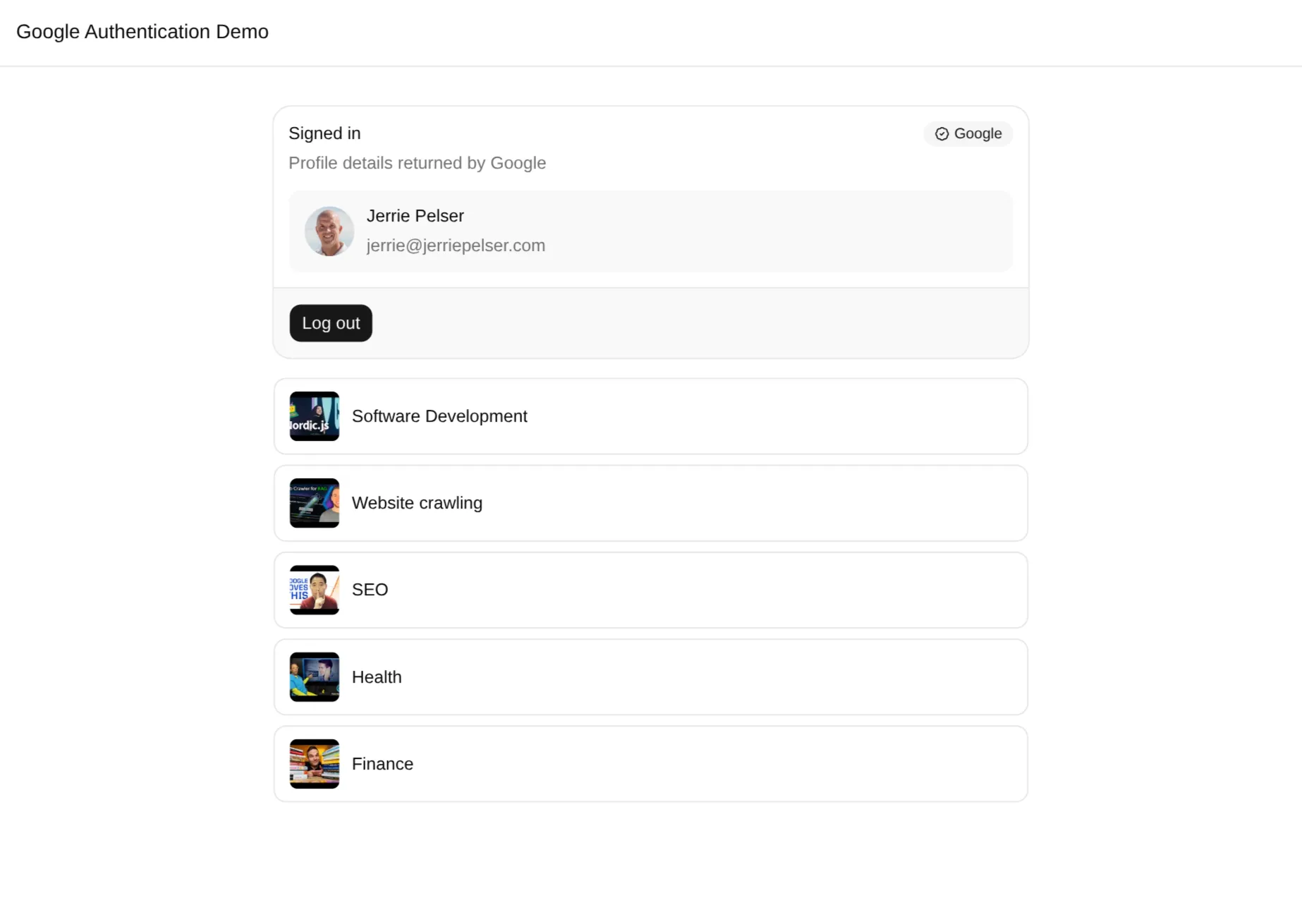 User profile with YouTube playlist