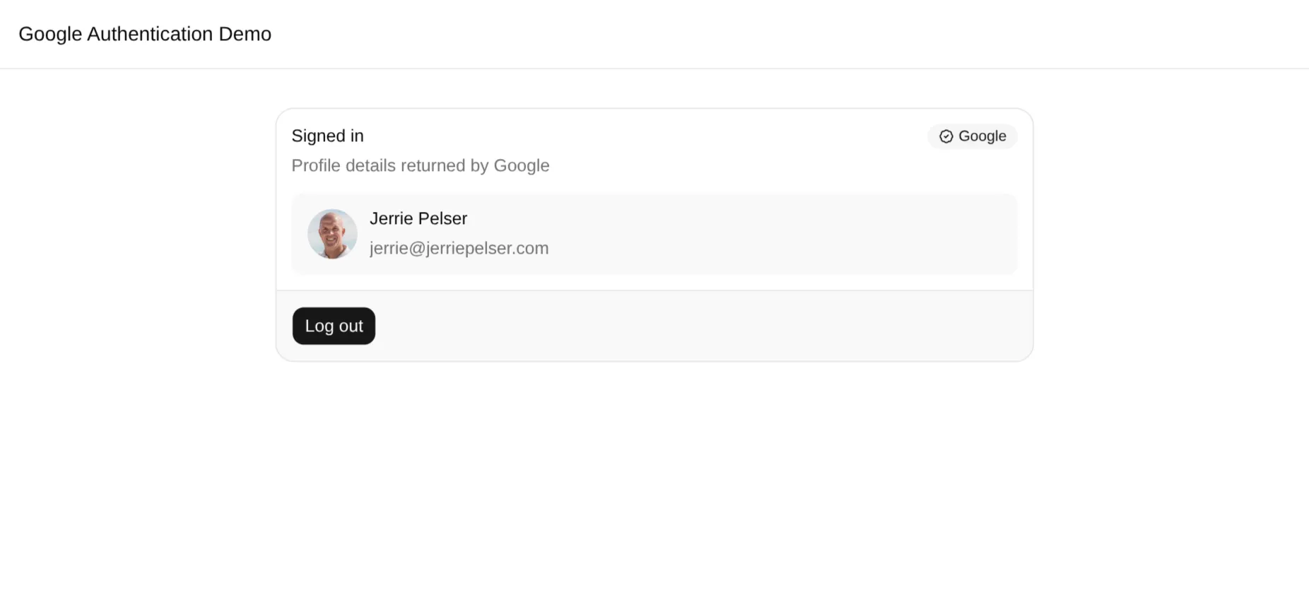 User profile displayed in the application