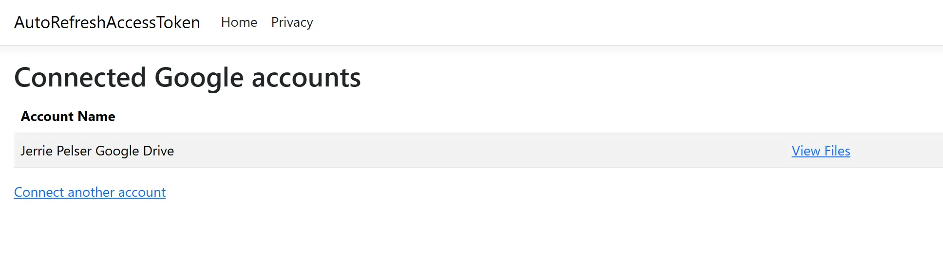User can connect and view a list of connected accounts